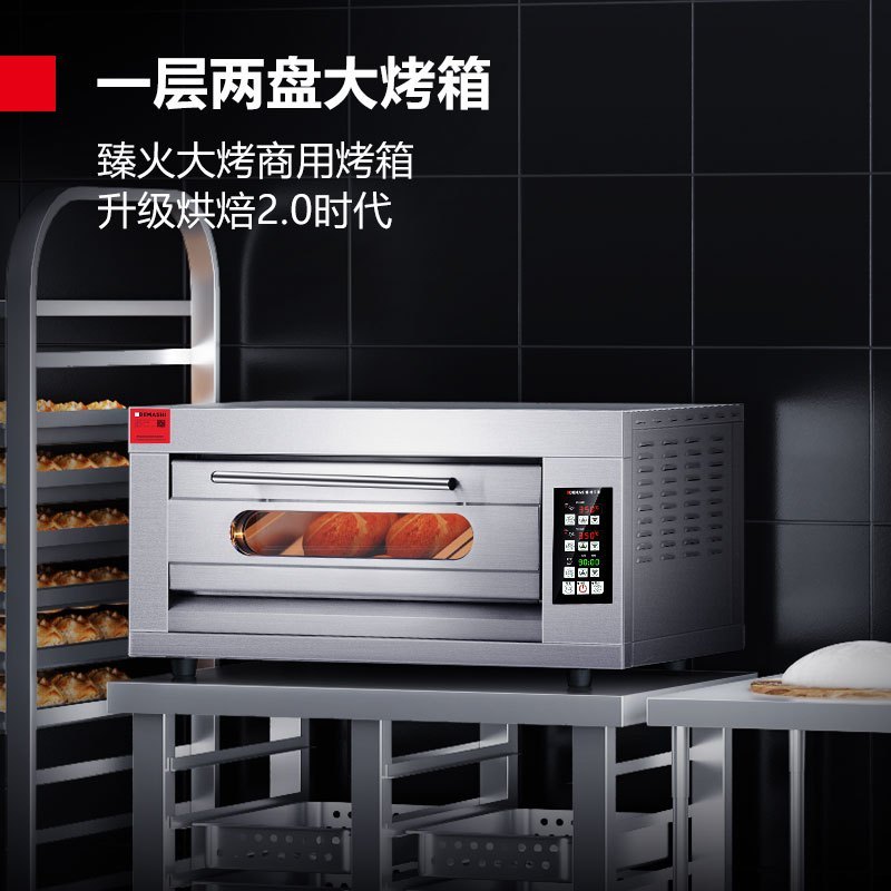 德玛仕(DEMASHI)商用电烤箱 大容量 披萨蛋挞鸡翅烘焙电烤箱机微电脑控温 EB-J2D-Z 一层两盘
