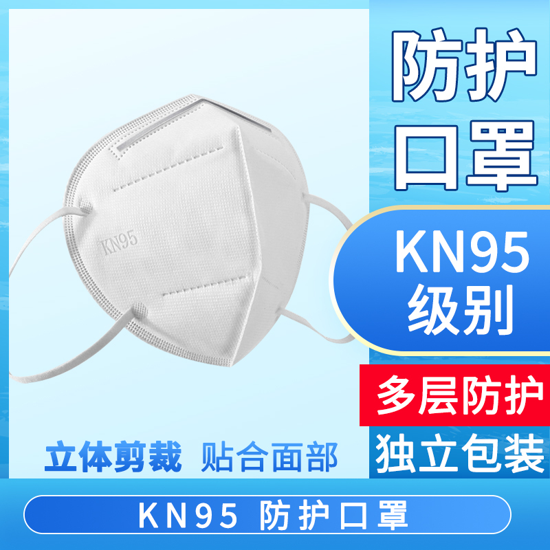 KN95防护口罩10只装高效过滤防飞沫防尘防雾霾透气