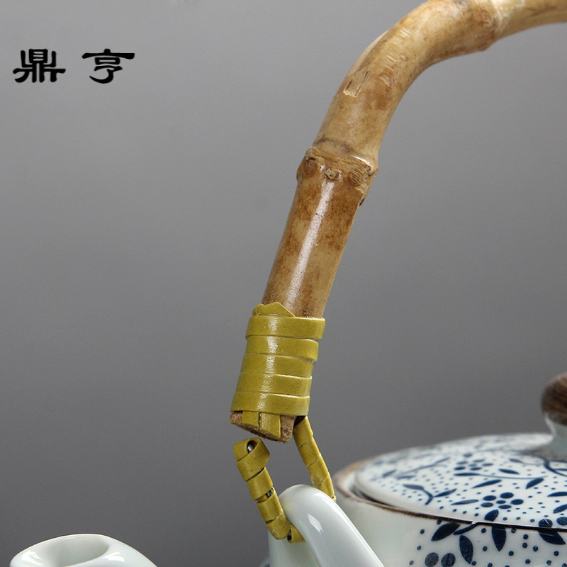 鼎亨耐高温陶瓷大茶壶1000毫升陶瓷泡茶壶带过滤壶青花瓷茶壶