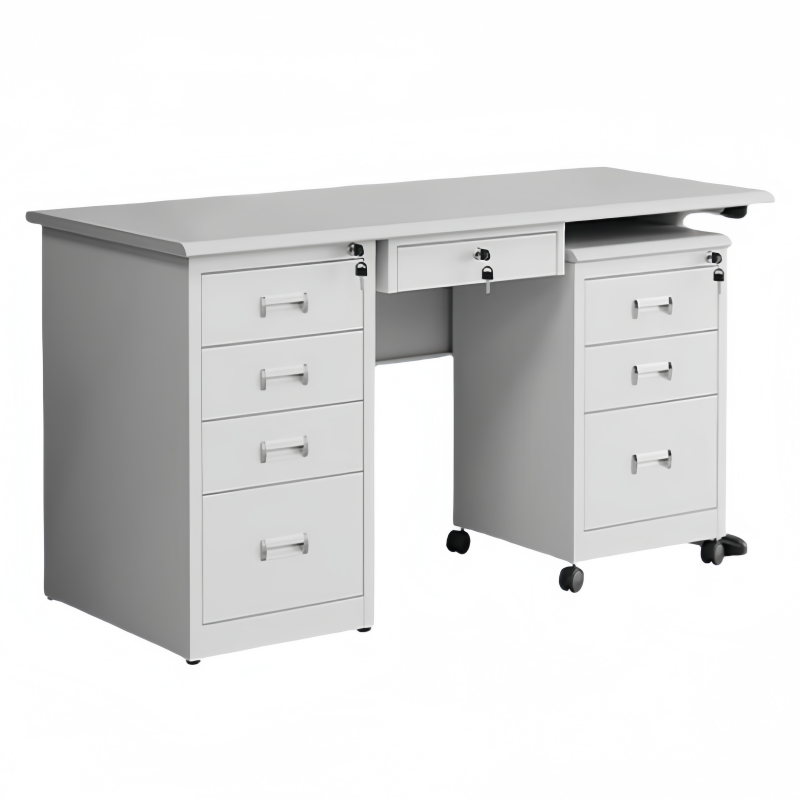 攸形钢制电脑桌含活动柜160*70*75cm张高清大图