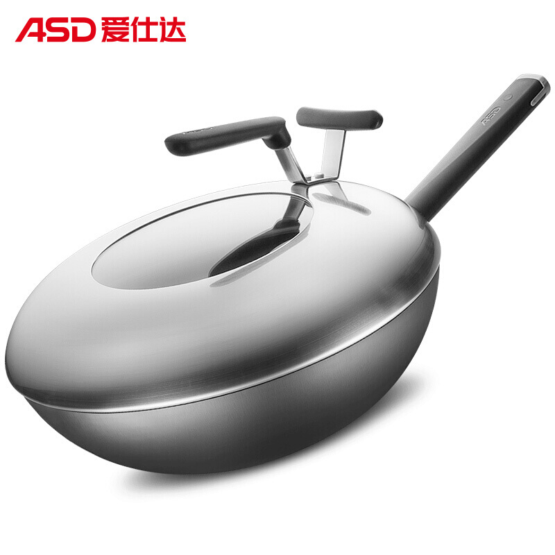 优选爱仕达炒锅30cm铸铁旋风锈不了炒锅cf30z2q健康无涂层炒菜铁锅