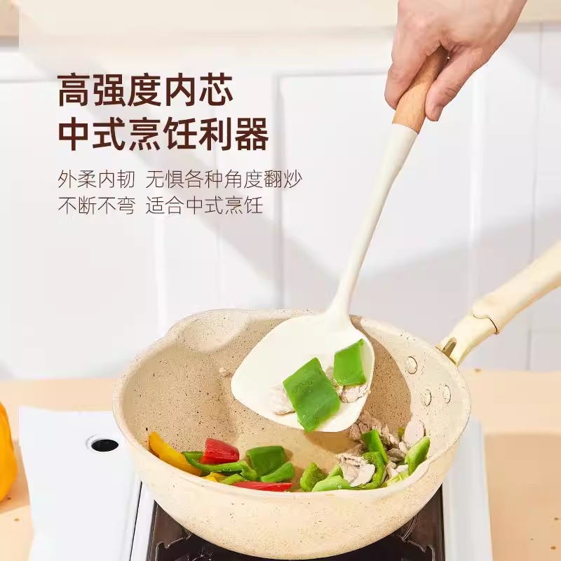 张小泉汤勺大号盛汤食品级耐高温硅胶厨房家用不粘锅长柄勺子8138高清大图