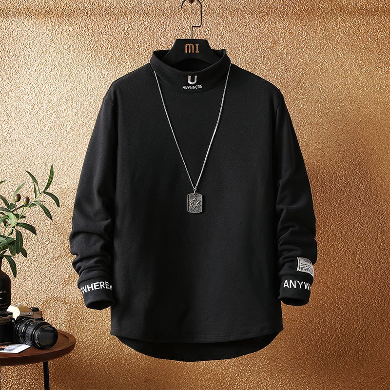 卫衣男士时尚潮流百搭宽松高领港风男装秋季上衣长袖t恤男