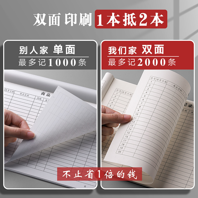三木商品进货记录本表店铺商用仓库出入库通用记账手账明细账本台账营业进出货记录本台账本进出账记帐本进货单