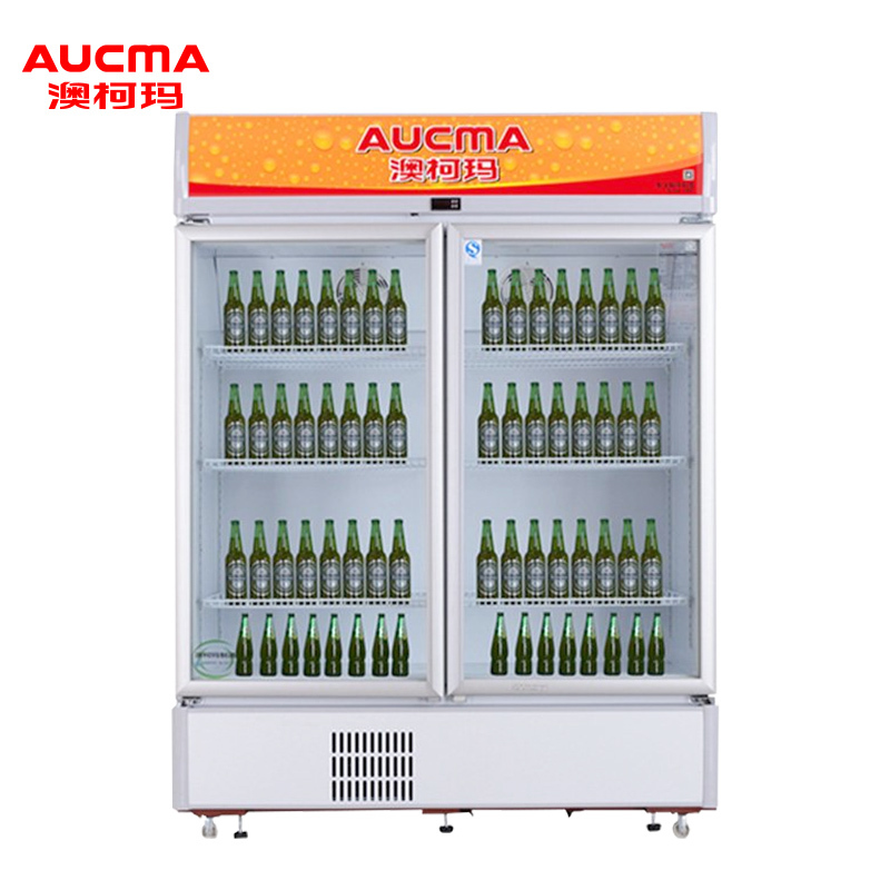 澳柯玛(Aucma) SC-809 809升立式商用展示柜 玻璃门冷藏保鲜柜 啤酒饮料陈列柜 双门冰柜冷柜