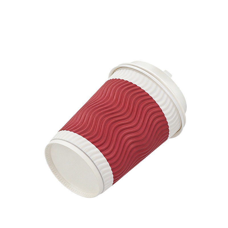 山之只 红色瓦楞杯(含盖)300ml 个高清大图