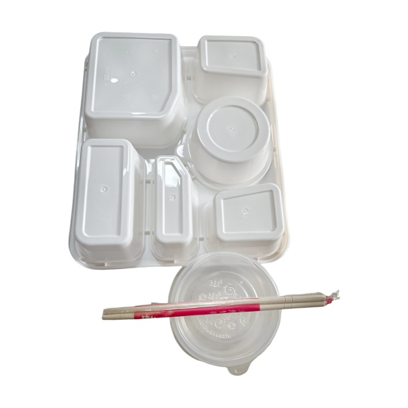 金胜星 六格餐盒（带汤碗、筷子）1500ml+200ml汤碗+筷子 套高清大图