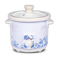 电炖锅迷你纳丽雅白瓷电炖盅紫砂煲汤煮粥锅BB煲0.5-4L 方圆花色4.5L