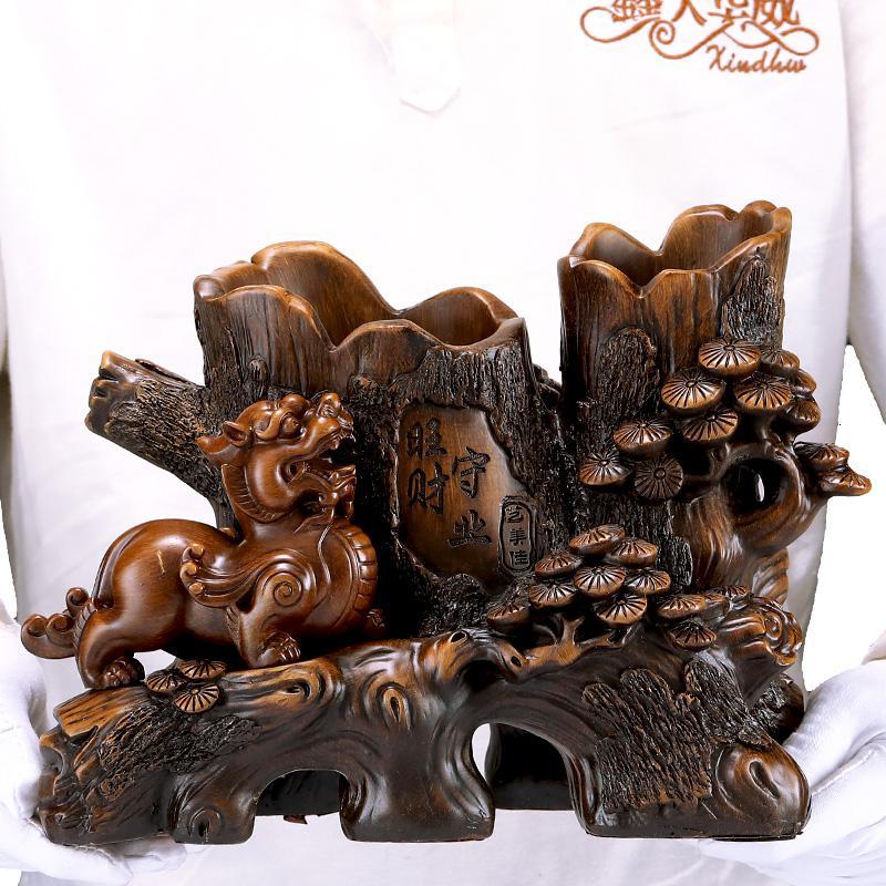 家柏饰corated办公室笔筒摆件马到成功工艺品创意书房办公桌装饰品