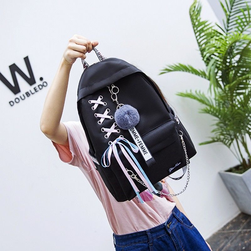 质优多袋初中书包女韩版小学生原宿校园高中小清新帆布可爱双肩包