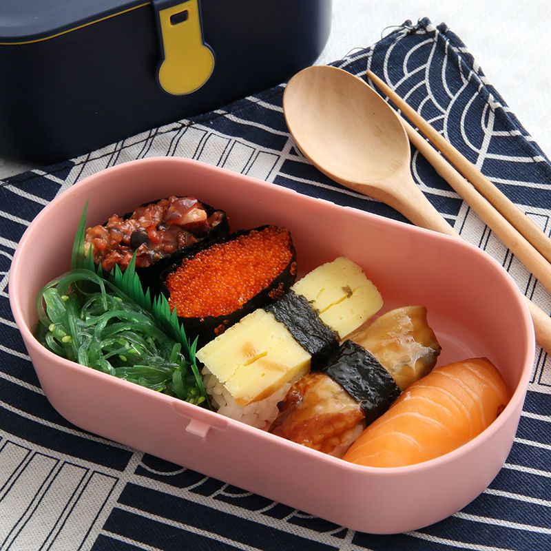 红大800ml小容量科罗恩日式分格便当盒微波炉加热饭盒小容量密封便携