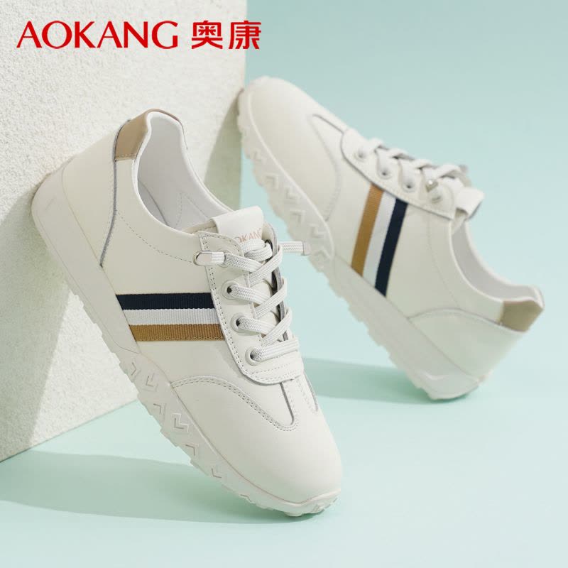 奥康女鞋2025新款时尚小白鞋简约舒适休闲运动鞋女轻便百搭德训鞋图片