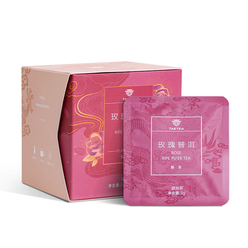大益TAETEA茶叶普洱茶熟茶 玫瑰花茶三角袋泡茶包 36g/盒 商务便携