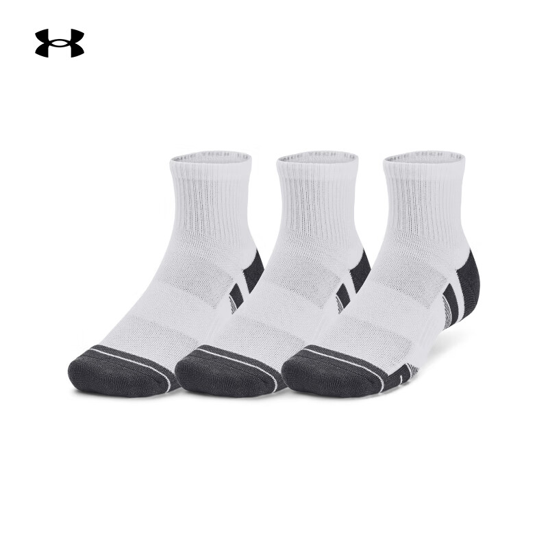 安德玛Under Armour 袜子男女 秋季新款运动跑步健身训练舒适干爽短袜 1379510-100 M-3942