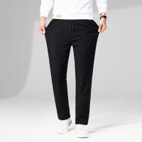 鹅绒男士保暖防水裤子日常出行户外防水运动休闲百搭直筒羽绒裤 L 黑色