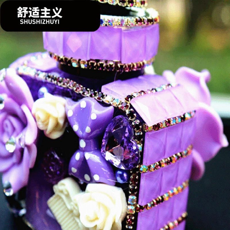 女士镶钻汽车香水 车载香水座式车内摆件创意手工制作车内饰品