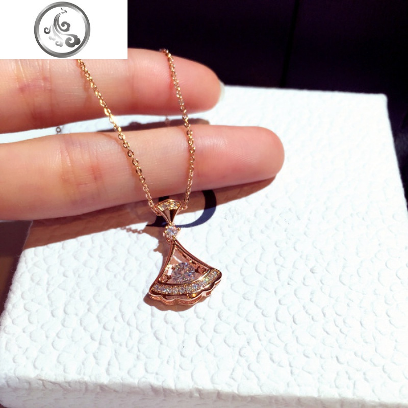 网红项链女抖音闺蜜加长锁骨链胖mm韩国扇形短链气质冷淡ins简约 玫瑰金色