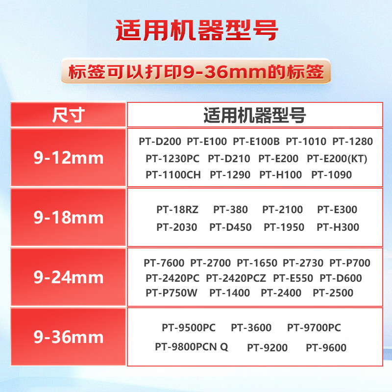 映美佳 标签机色带9mm黄底黑字TZe-621(4支装) 适用兄弟brother不干胶标签纸PT-D210高清大图