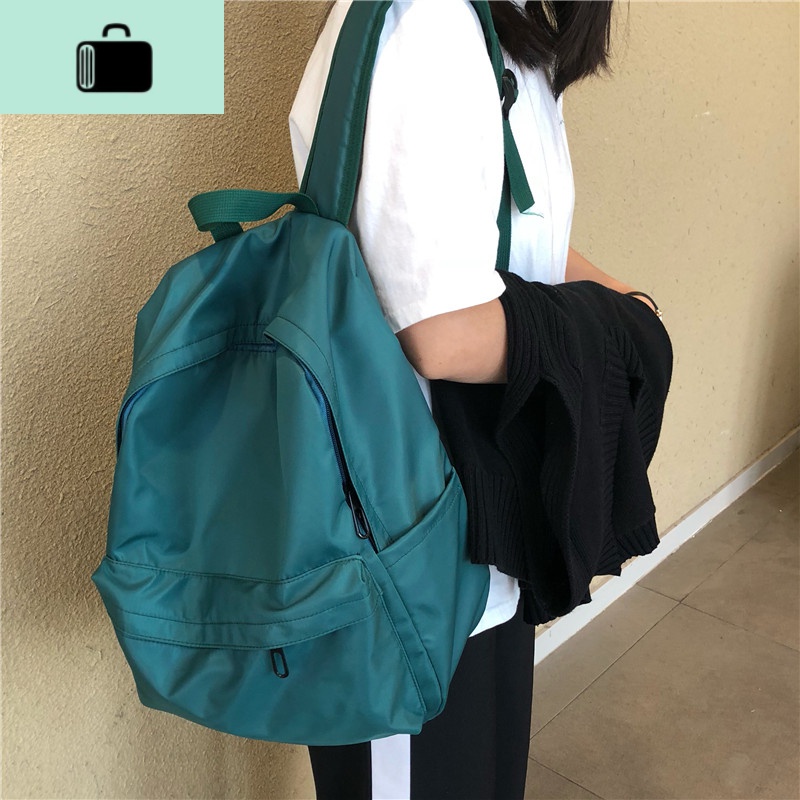 日版古着书包女简约百搭潮大学生防水轻便旅行背包ins超火双肩包NEWLAKE 绿色