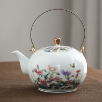 苏氏陶瓷茶具套组 国色天香提梁壶大壶大杯描金礼盒茶具