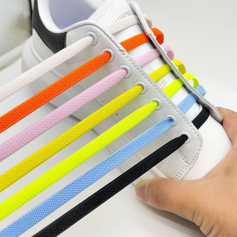 黑色加宽免系懒人鞋带儿童成人免绑松紧弹力扁平鞋带绳男女按压鞋带扣