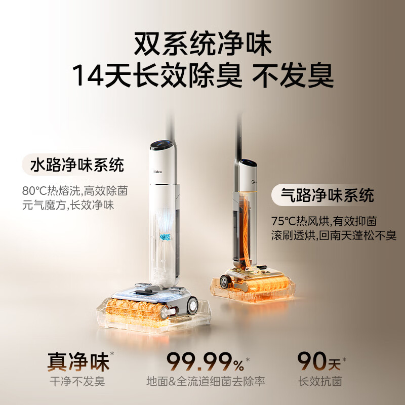 美的(Midea)S60净味洗地机[0缠毛 超薄躺平]自动清洗吸拖洗一体拖地机扫地机高清大图