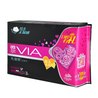 [苏宁超市]维达VIA薇尔 贴芯超薄超吸收超长夜用棉柔卫生巾410mm3片(新老包装随机发货)