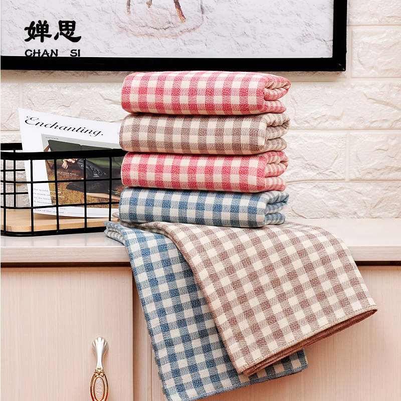 婵思 CQC0230240 幻彩小格清洁毛巾抹布 34*74cm