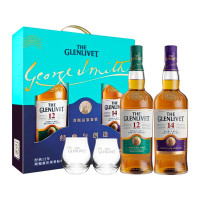 格兰威特(ThE GLENLIVET)12年+14年 陈酿 单一麦芽 苏格兰 威士忌 双瓶礼盒装700mlX2瓶