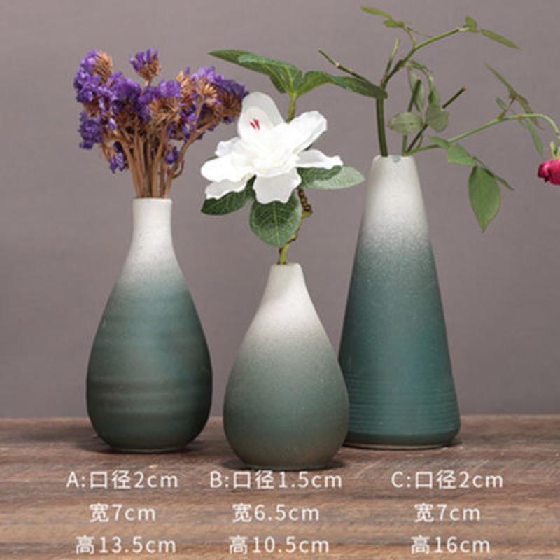 天天特价 套组4个装水培花器日式陶瓷花器粗陶花瓶现代插花小摆件 粗陶款式一(黑色)