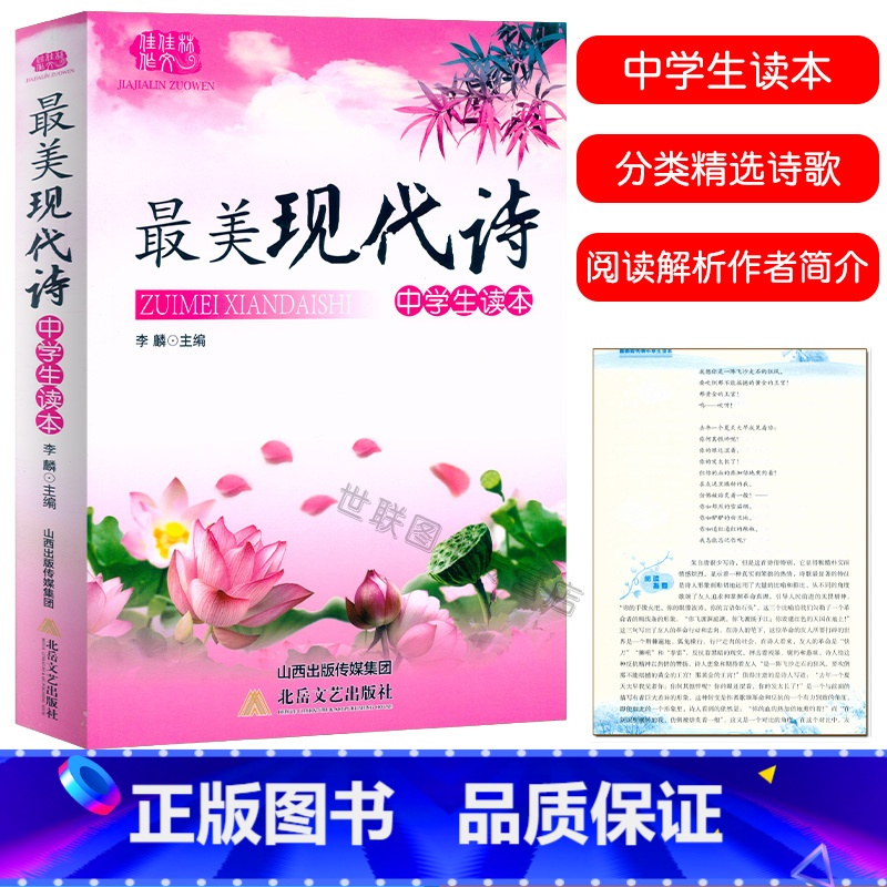[正版] 美现代诗 中学生读本 初高中789年级语文课外阅读文学读本现代诗歌赏析国内外名家名作散文诗集阅读解析作者简介高清大图