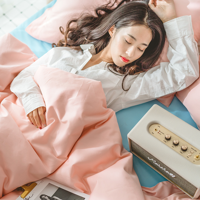 春夏新品贡缎全棉四件套长绒棉60s全棉4件套纯色双拼被套素色床单