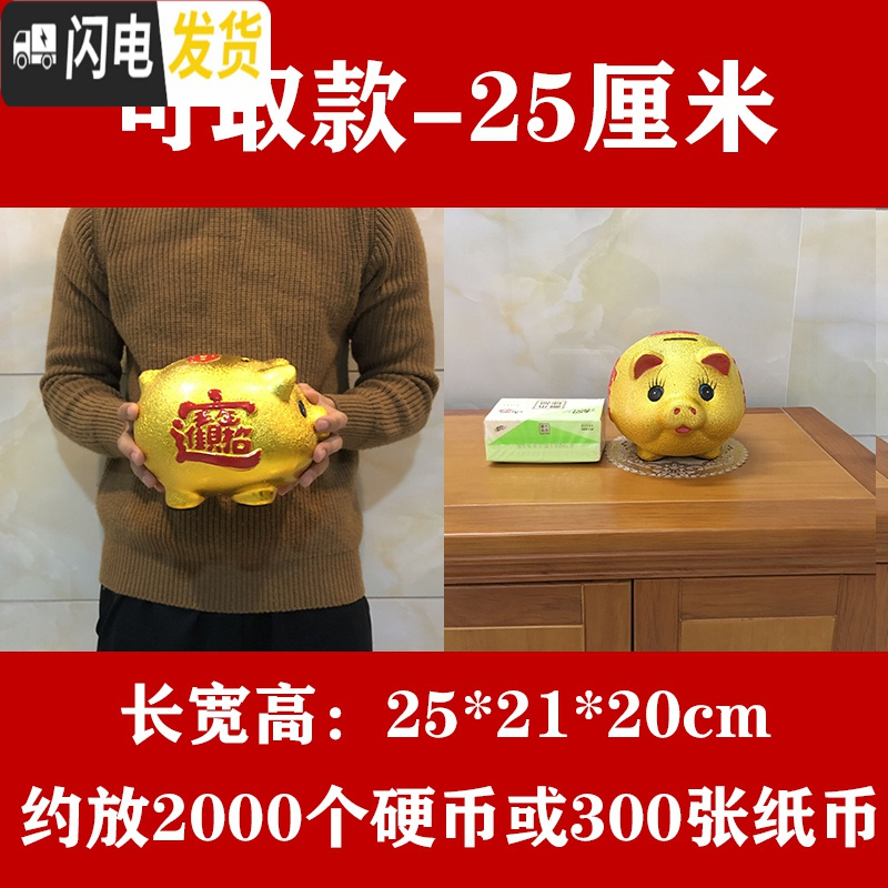 三维工匠储蓄罐储钱罐小猪只进不出大容量大人用家用儿童不可取 12号单个猪长25厘米【可取钱】