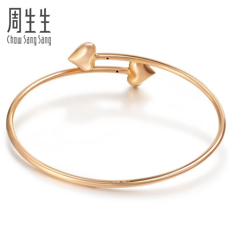周生生(CHOW SANG SANG)18K红色黄金WristPlay腕玩心形手镯女款89984K 定价
