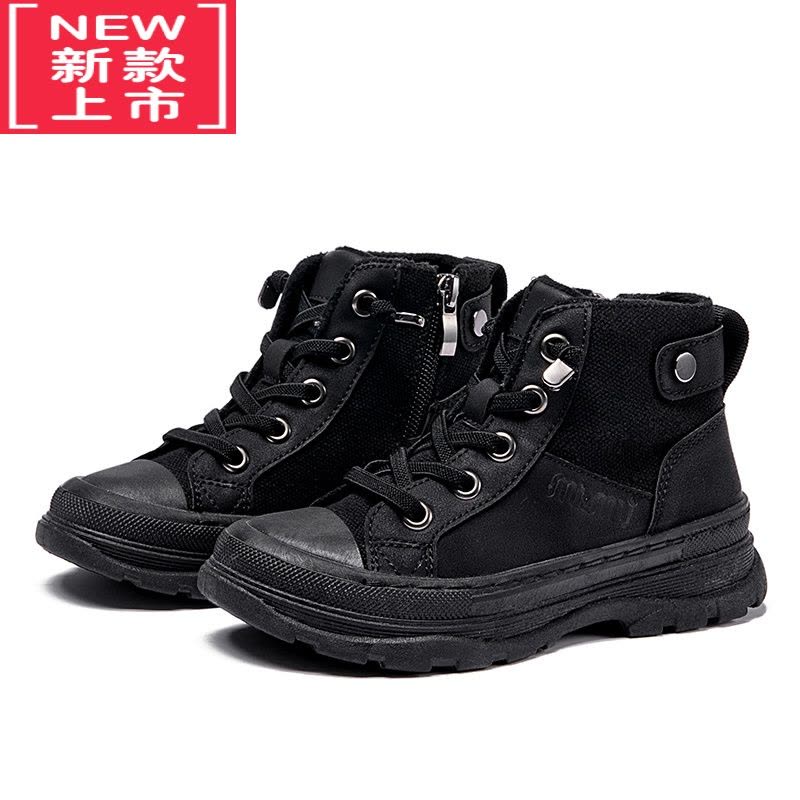 可莉允西班牙童鞋男童鞋马丁靴秋冬新款儿童靴子女童短靴加绒M21496图片