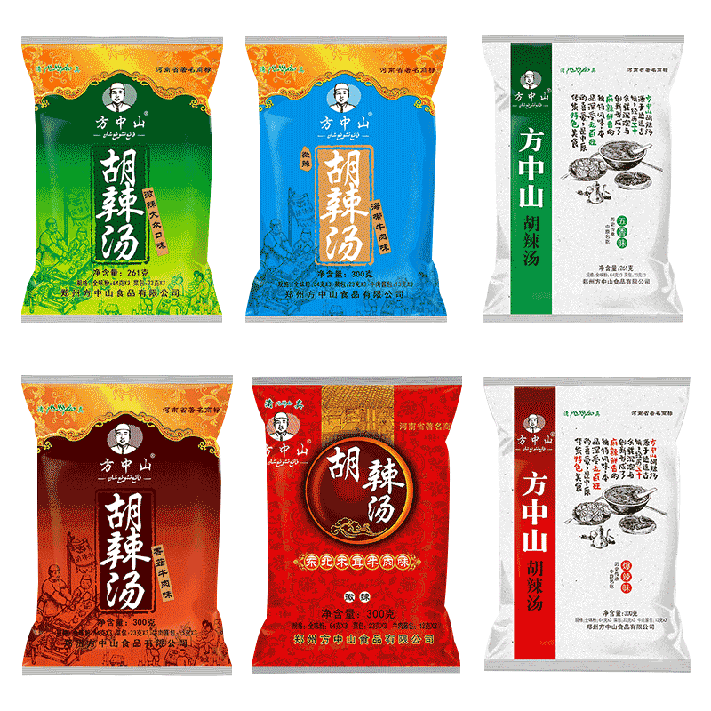 方中山胡辣汤 河南特产逍遥胡辣汤料 六口味组合装麻辣微辣木耳牛肉味