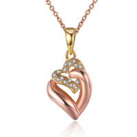 N573 Fashion Necklace玫瑰金心相印坠时尚镀彩金项链女韩版送女朋友七夕情人节礼物
