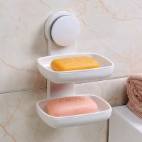 收纳用品浴室吸盘肥皂盒双层香皂盒沥水置物架壁挂卫生间皂托洗漱台架收纳盒生活日用