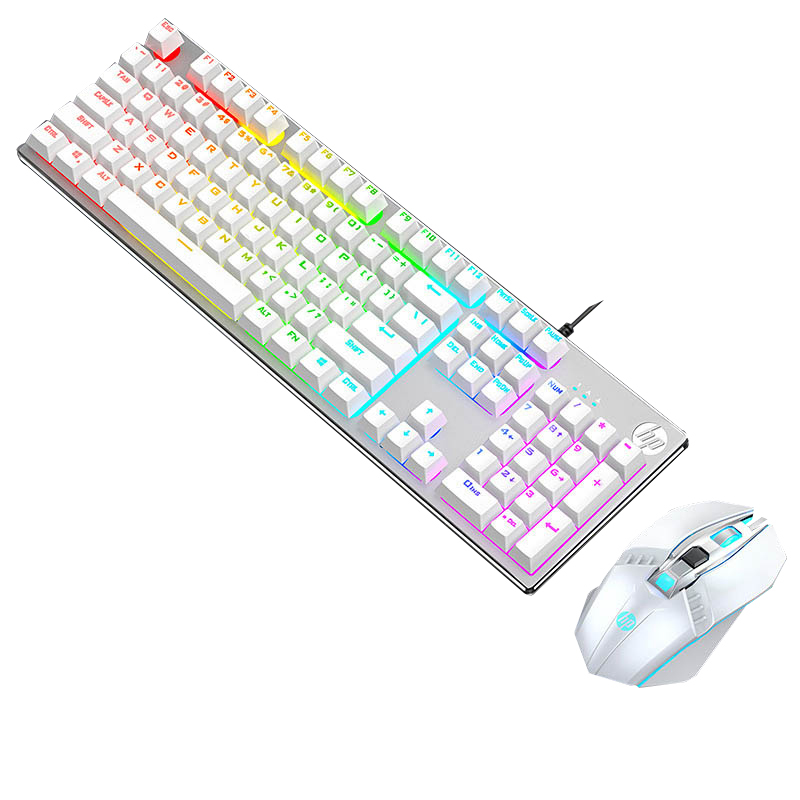 HP/惠普K500F白机械手感有线键盘台式电脑笔记本外接办公电竞游戏赛博朋克专用打字键盘