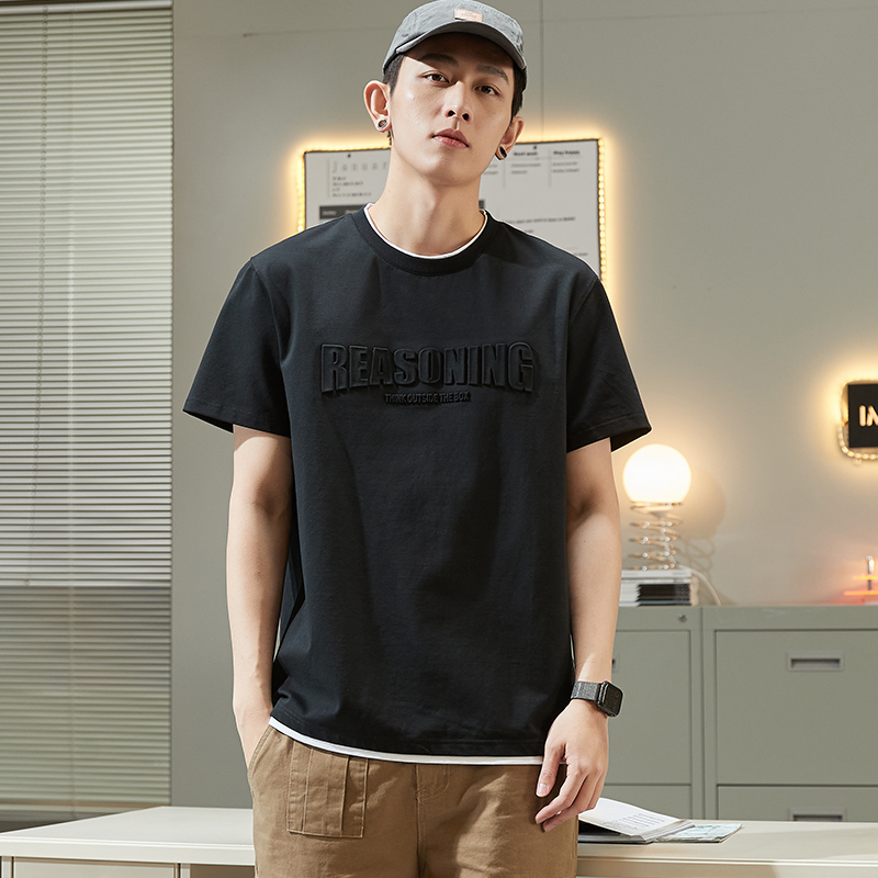 唐狮夏季新款短袖T恤男街头潮酷上衣青少设计感半袖打底衫