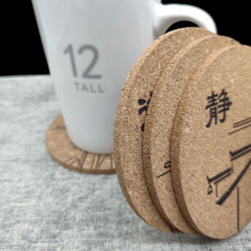 圆形软木垫-道--1个 茶道复古软木杯垫隔热垫餐桌垫茶杯垫圆形创意防滑防烫碗垫多片装