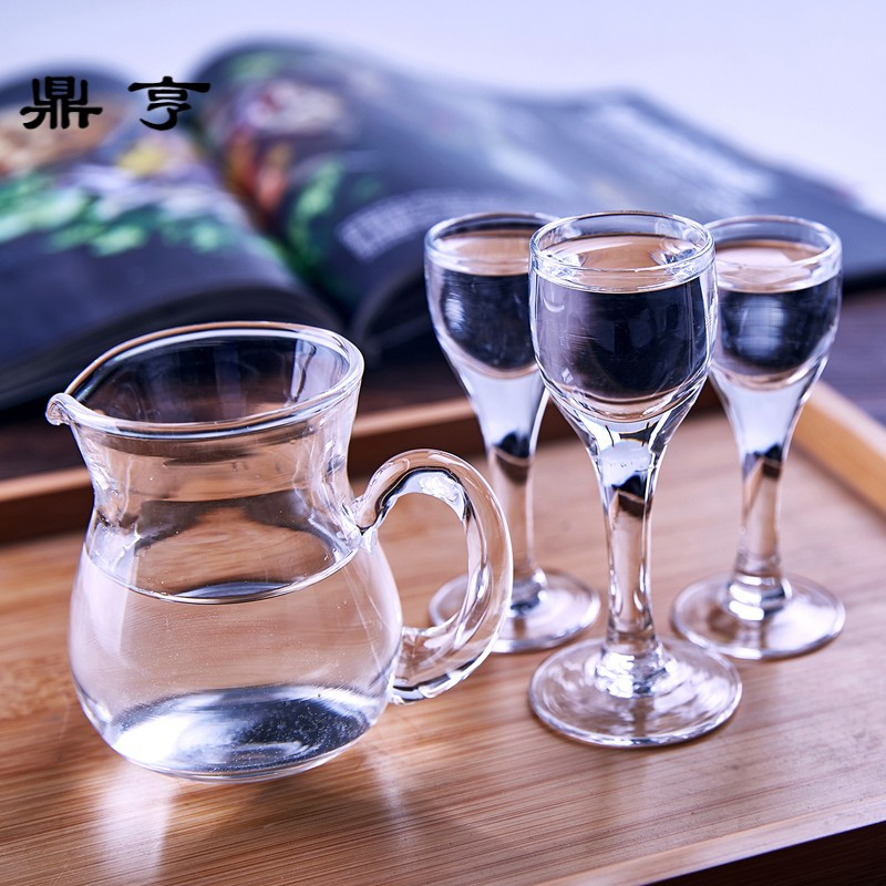 鼎亨家用套装玻璃白酒分酒器小酒杯酒盅量酒器烈酒杯小号酒杯10套