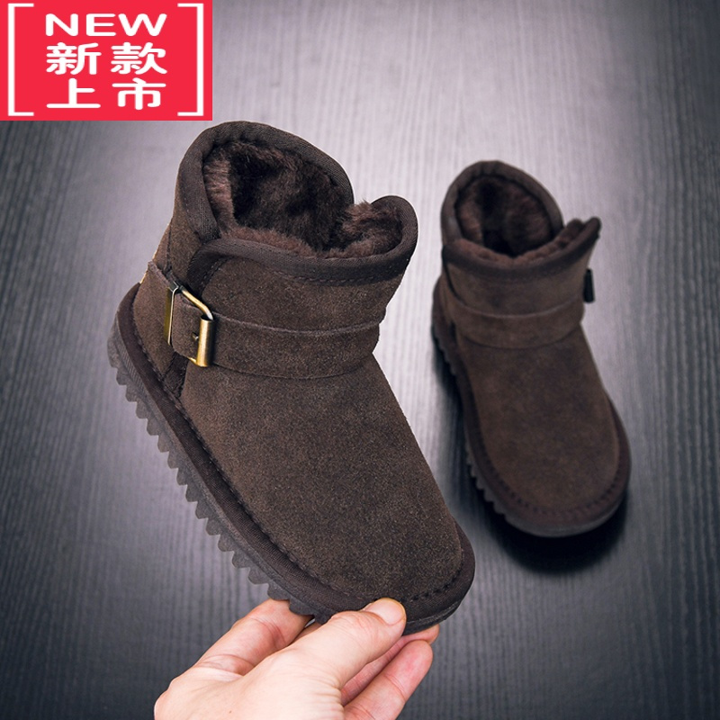 可莉允2022新款冬季儿童雪地靴女童男童冬靴雪地棉加绒加厚短靴防滑