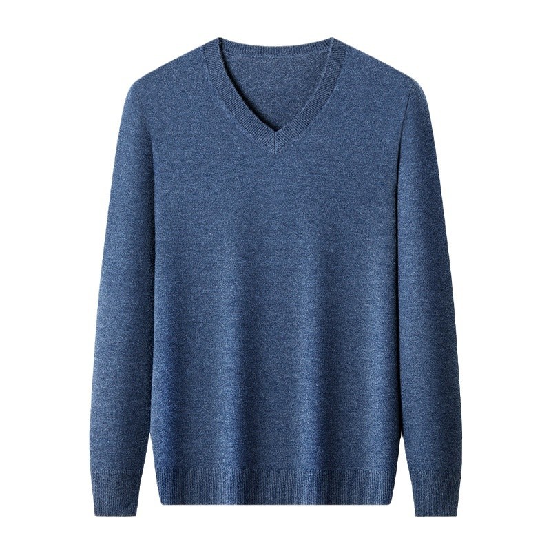 羊毛衫男士V领毛衣秋冬季新款鸡心领加厚保暖可机洗羊毛衫男高清大图