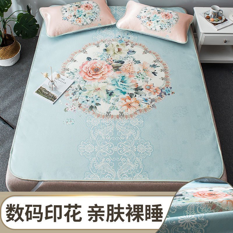 家柏饰(CORATED)1.8m1.5床2.0米空调席子冰丝凉席可水洗折叠夏季三件套可机洗高清大图
