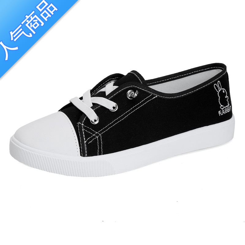 SUNTEK小兔子帆布鞋女2023春夏款女学生休闲板鞋百搭一脚蹬老北京布鞋潮高清大图