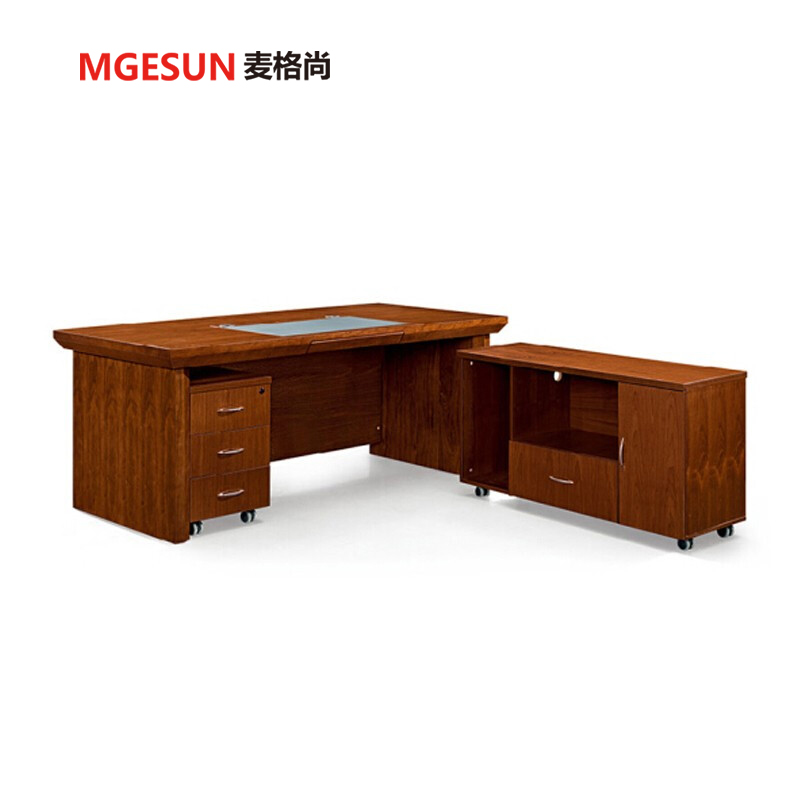 麦格尚 实木大班台 老板电脑桌 总裁办公桌 S106D16H 1600*800*760高清大图