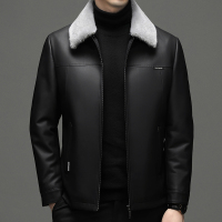 2025春秋新款高端皮羽绒服男翻领海宁真皮羽绒男大码男装外套可拆卸内胆羽绒服男皮衣男士商务大码真皮皮草外套男防寒服