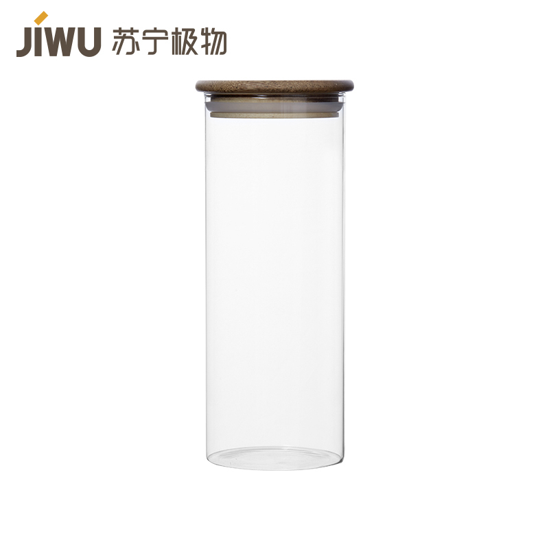 苏宁极物 高硼硅玻璃储物罐大小号密封罐杂粮储物收纳罐食品样品展示罐透明玻璃瓶广口储藏瓶