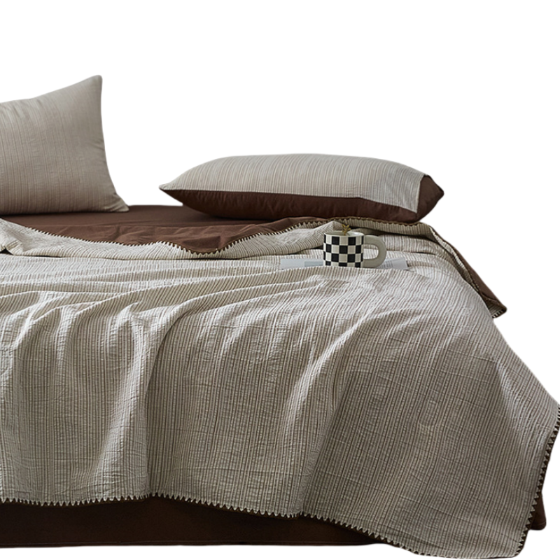 铭思沃夏被四件套1.5米床 夏野咖 套高清大图